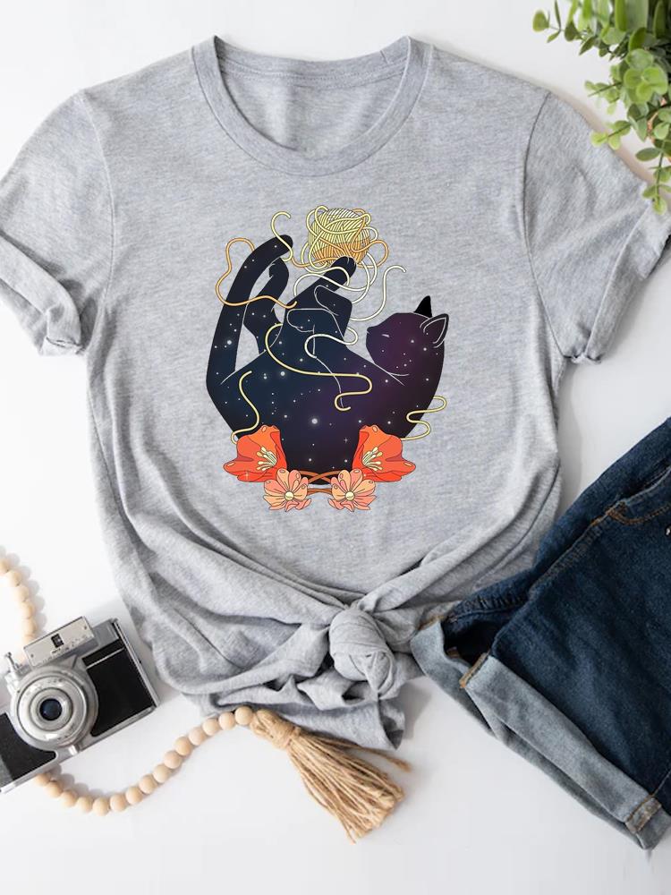 

Moon Cat Lovely 90s футболки с коротким рукавом женские футболки с рисунком модная летняя женская футболка с принтом графическая футболка