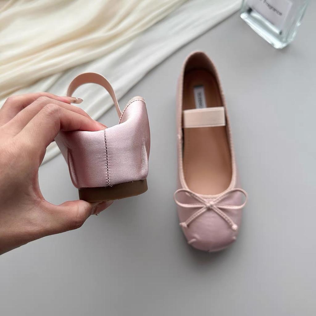 Inner Height Increase · French Retro Bow Word with Shallow Mouth Flat Bottom Ballet Single Shoes Women's Four Seasons