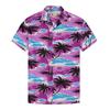 Casual Lar Printed Thin Hawaiian Shirt Men's Short-sleeved Loose Beach Shirt