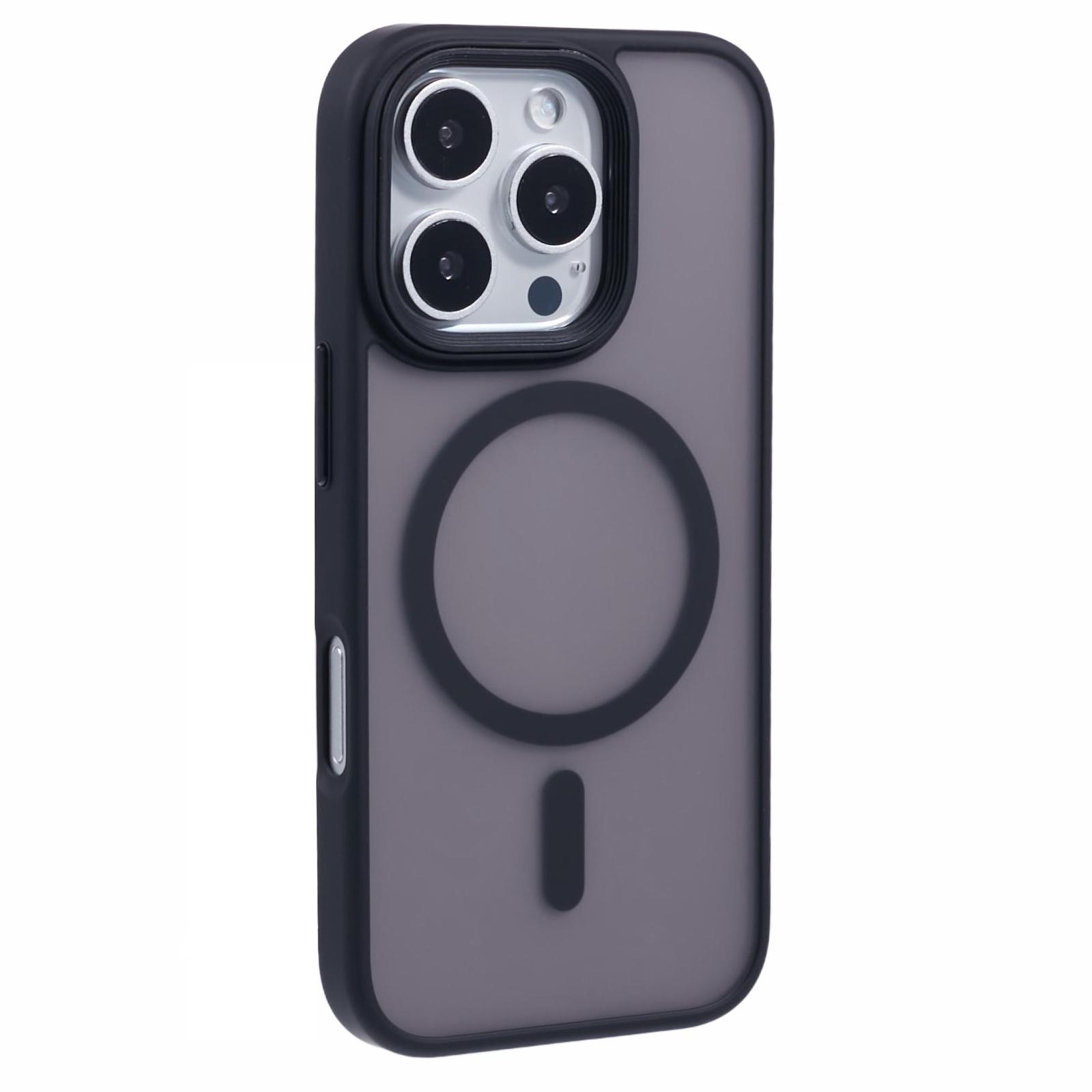 

For iPhone 16 Pro Case Compatible with MagSafe TPU+PC Rubberized Finish Phone Cover Black