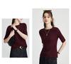 Classic Simplicity: Spring and Summer Round Neck, Versatile and Comfortable for Daily Use. Five Sleeve Mulberry Silk T-shirt for Women