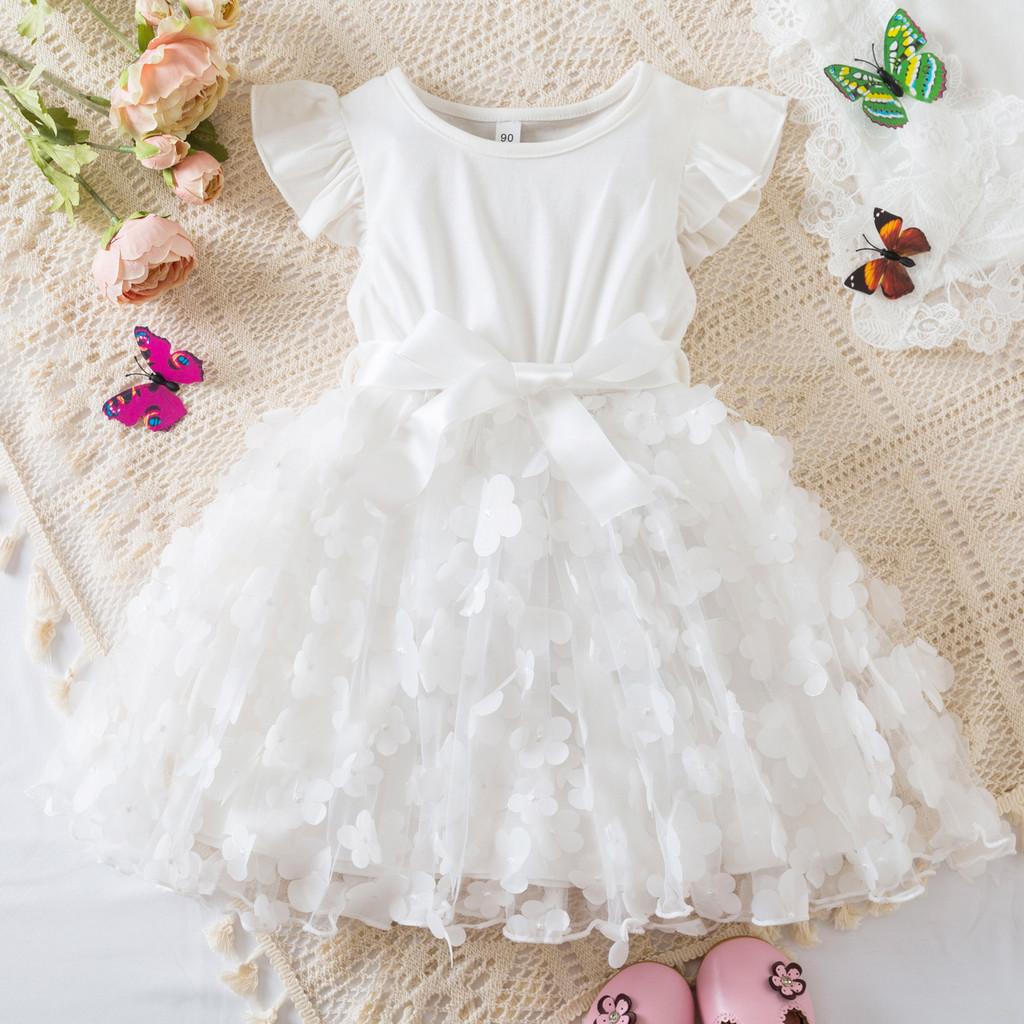 Prinzessinnen-Mädchenkleid mit Schmetterlings-Netz-Tüll für Geburtstag und Sommer für Kleinkinder