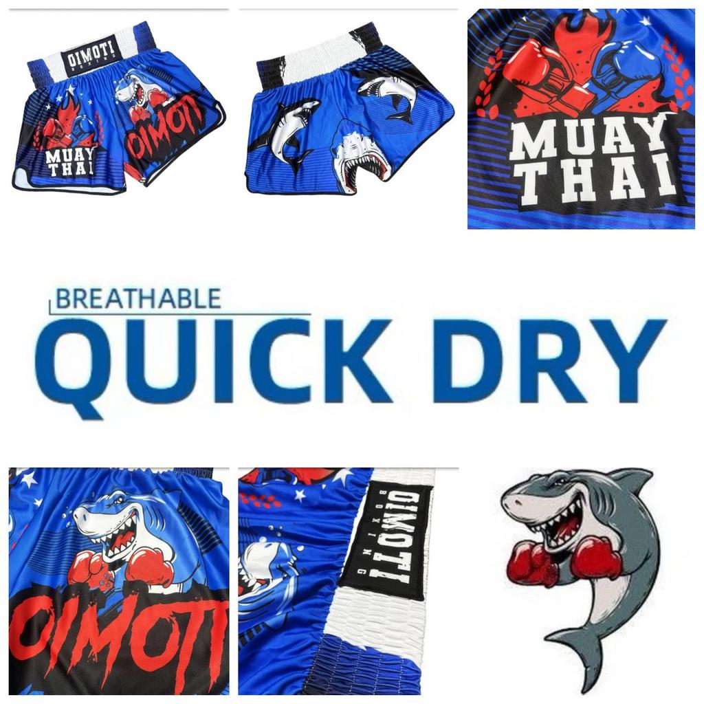 Shark Muay Thai Kickboxing Boxing MMA UFC Casual Shorts Gym Sport Unisex Men Women Workout Quick Dry Print Elastic High Waist Training