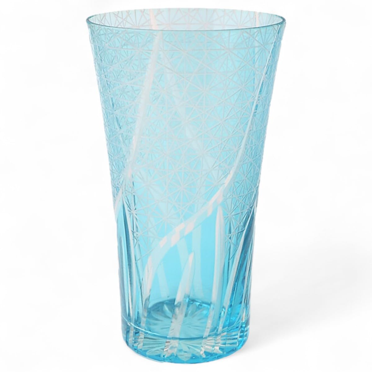 

Mizukage Kiriko Glass x Ranbori Komon New Bisho J-kitchens Cup, Long, 8.6 14.8cm, 400cc, (Small Pattern) Aqua, Color, (Current Model)
