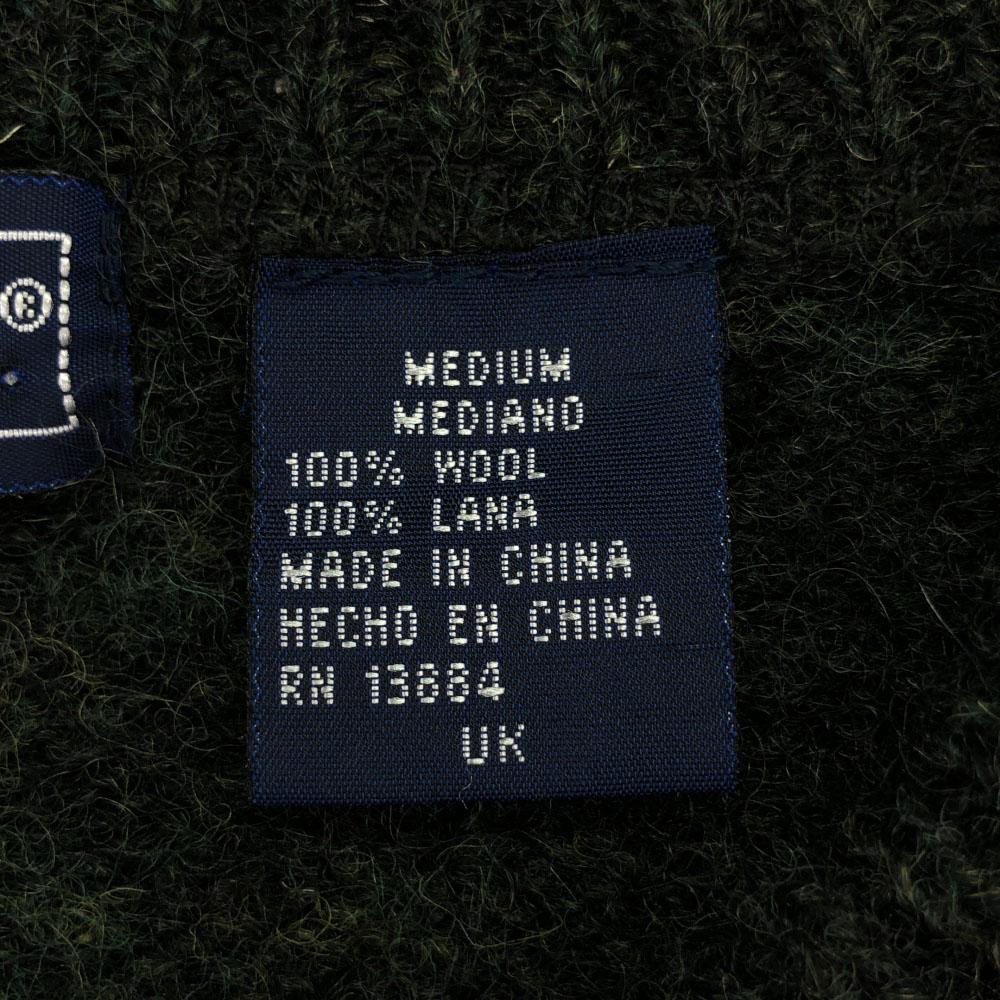 VAN HEUSEN 90er Wolle Old Langarm Rundhals Strick M grün Pullover Herren Gebraucht