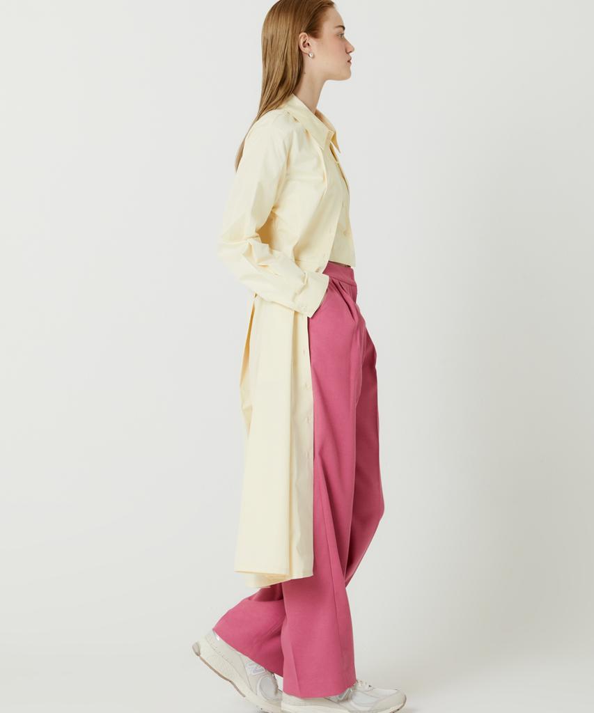 The Studio K Short Shirt Layered Slim Long Dress (Ivory)