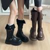 Fashion Autumn Winter Platform Thick Bottom Woman Knee High Boots Shoes Ladies Elegant Belt Buckle Western Cowboy Botas