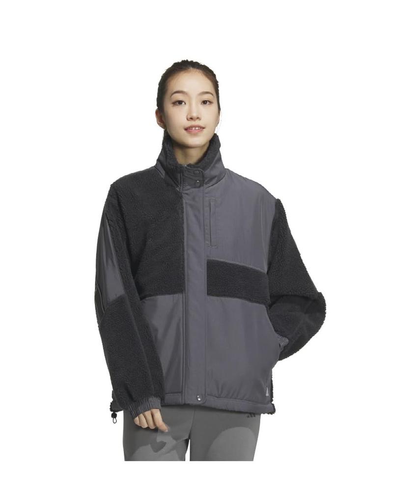 Adidas KTX54 Carbon Fleece Warding Loose Fit Boa Full Jacket Women's Zip-Up (JG8223)