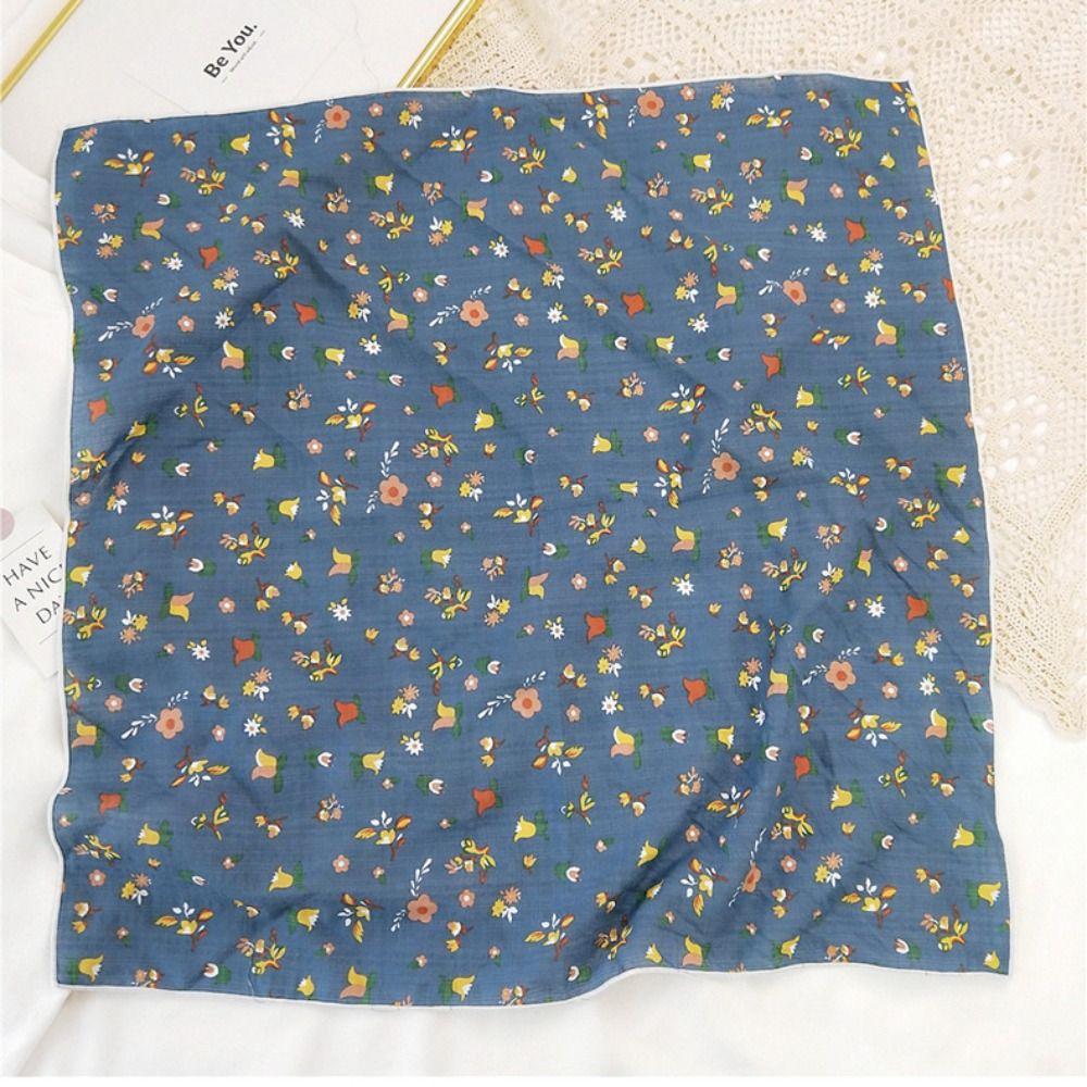 Flower Headband Cotton Linen Square Scarf Pastoral Style Scarf Hair Band Spring Summer