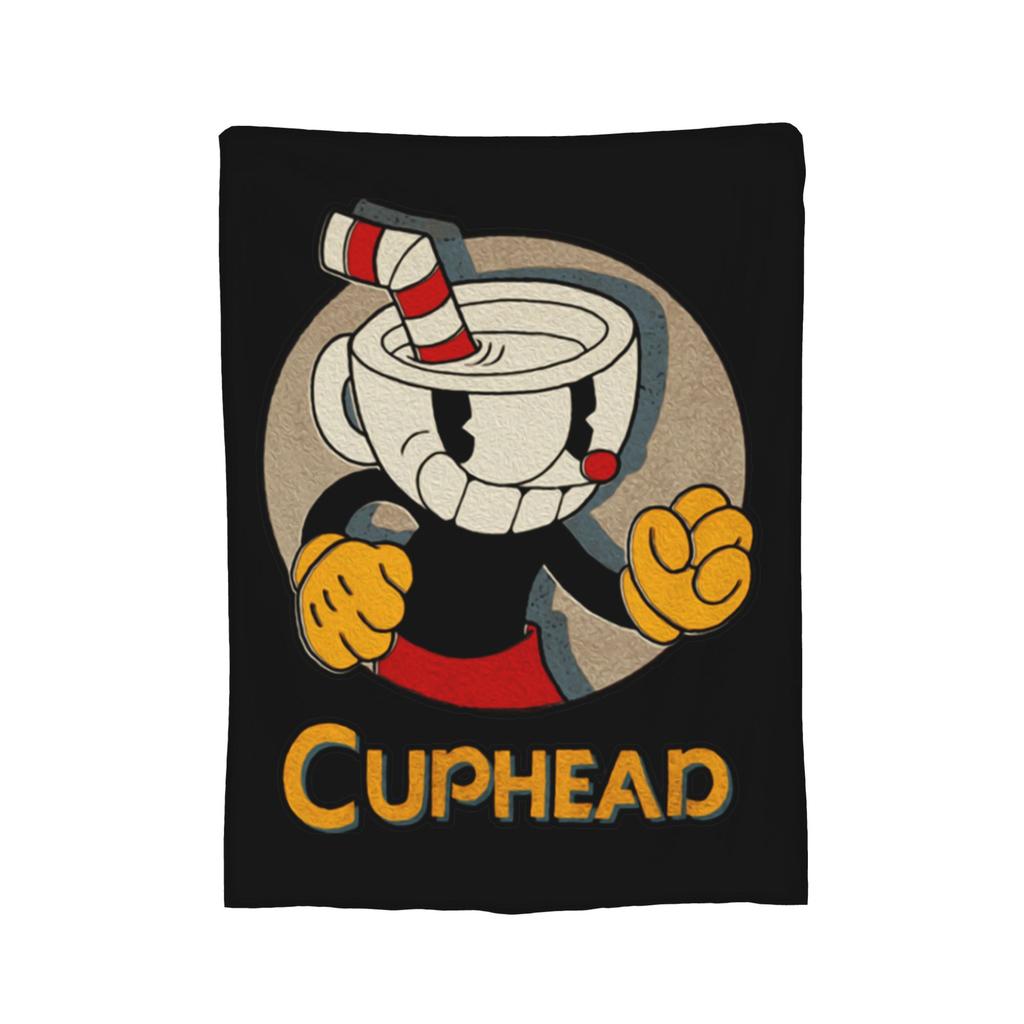 Cartoon Cuphead and Mugman Game Blanket Flannel Decoration   Multifunction Throw Blankets for Bedding Travel Bedspread