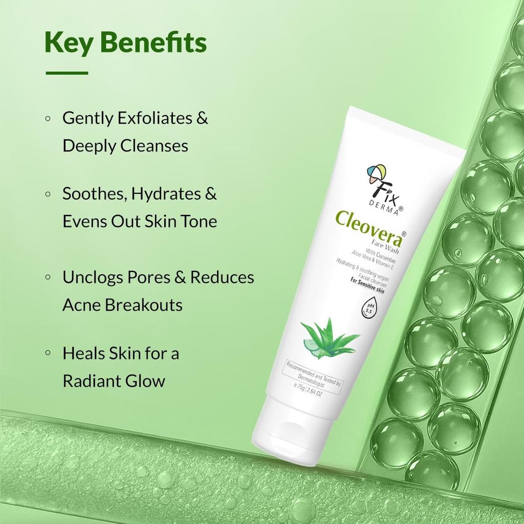 Гель для умывания с Алоэ Вера (75 г), Cleovera Face Wash, Fixderma