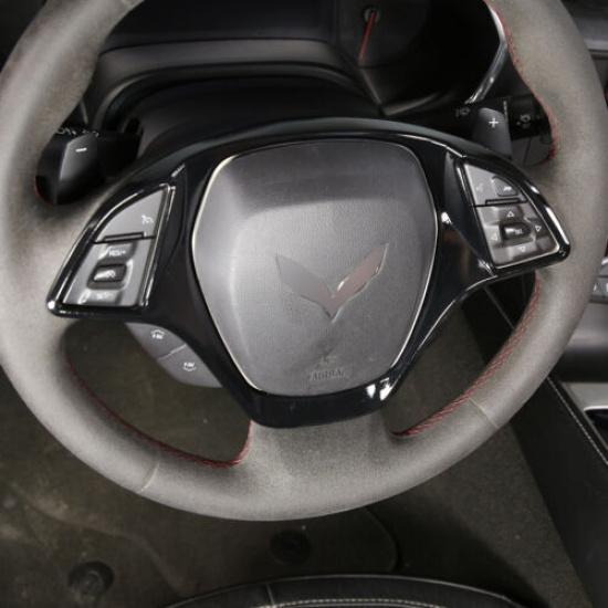 Glossy Black interior Steering Wheel Cover Trim for 2014-18 Corvette C7 US