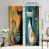 2 stuks - Elegante gordijnen met kattenprint   slaapkamer   woonkamer en keuken decoratie   huisdecoratie   raamdecoratie