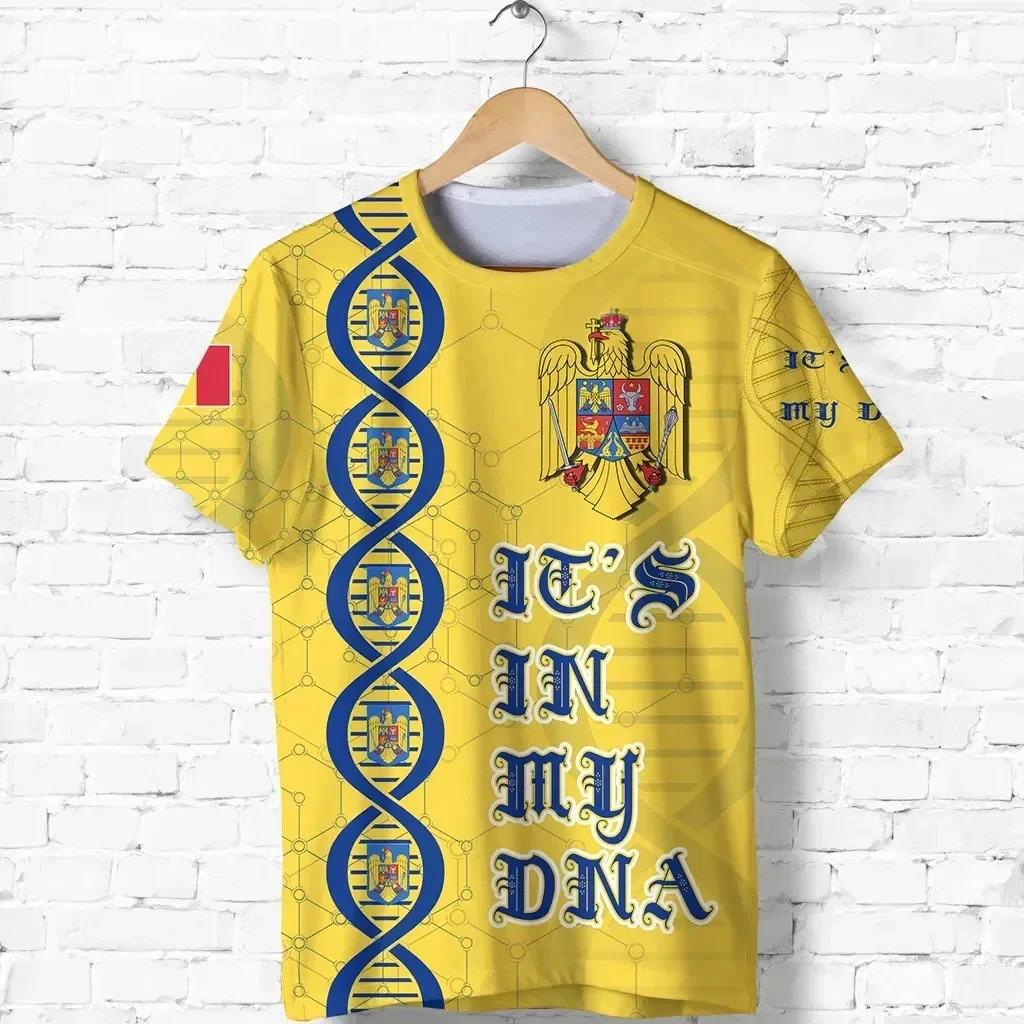 RUMÄNIEN Flagge 3D-Druck Sport Schnelltrocknend Atmungsaktiv Herren T-Shirt Outdoor Street Jersey Kurzarm Eltern-Kind Sommer Oberteil Kleidung