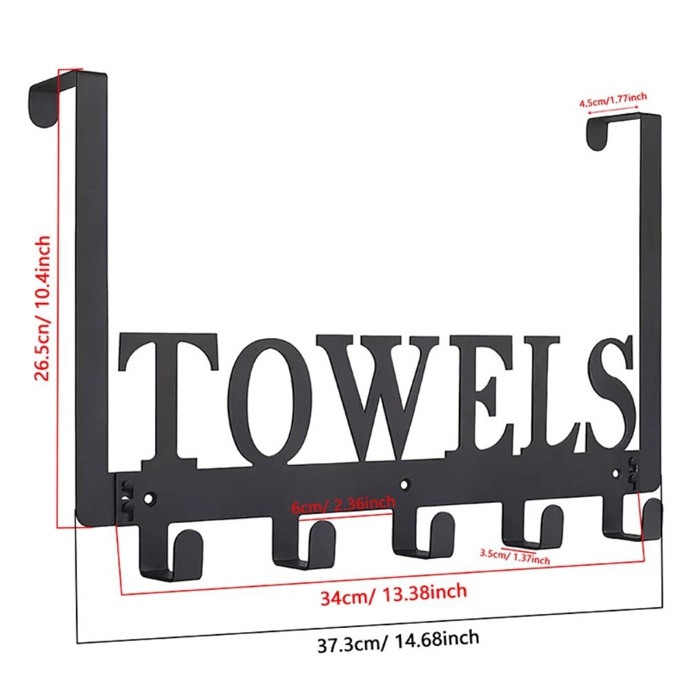 Cast Iron TOWELS Hook, Non Perforated Door Back Clothes Hook, Home Storage Iron Towel Hook