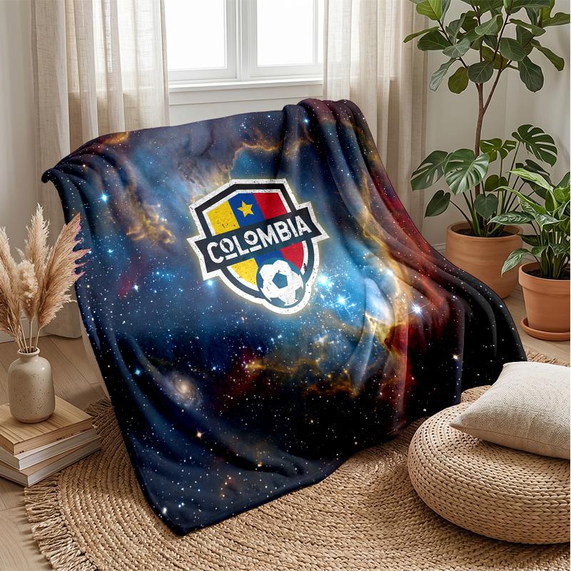 Colombia Football Printed Flannel Blanket Skin Friendly Warm Decorative Throw for Indoor Couch Bed Daily Use