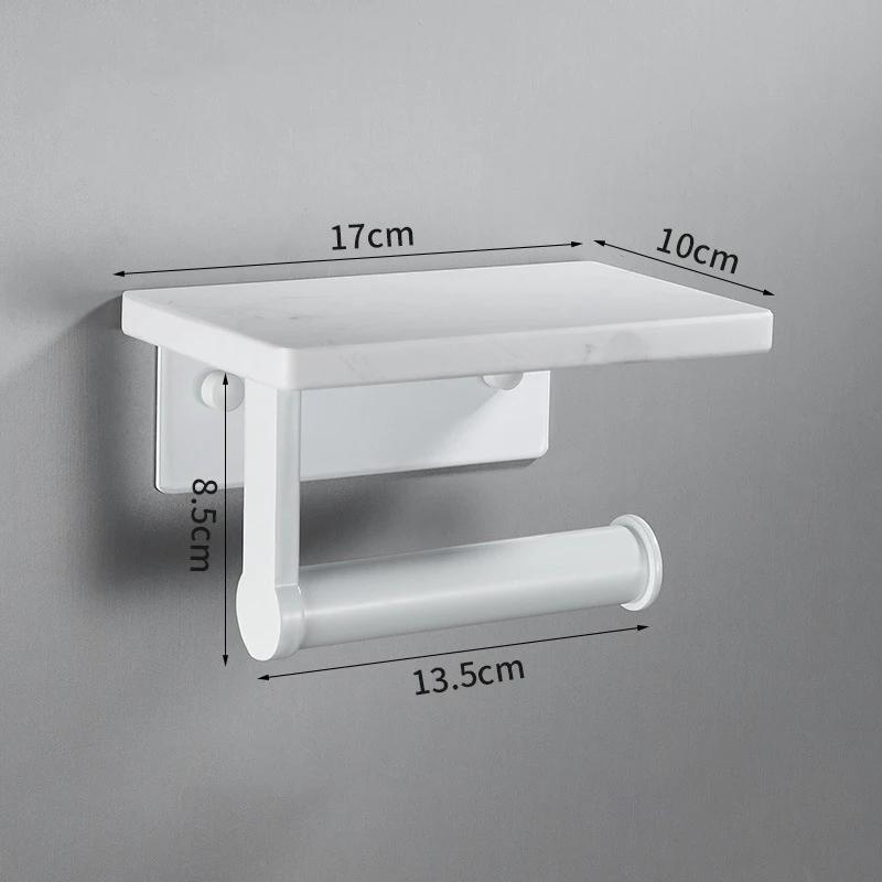 White/Black Marble Bathroom Paper Towel Holder Aluminum Wall-mounted Phone Rack Roll Tissue Shelf Bathroom Accessories