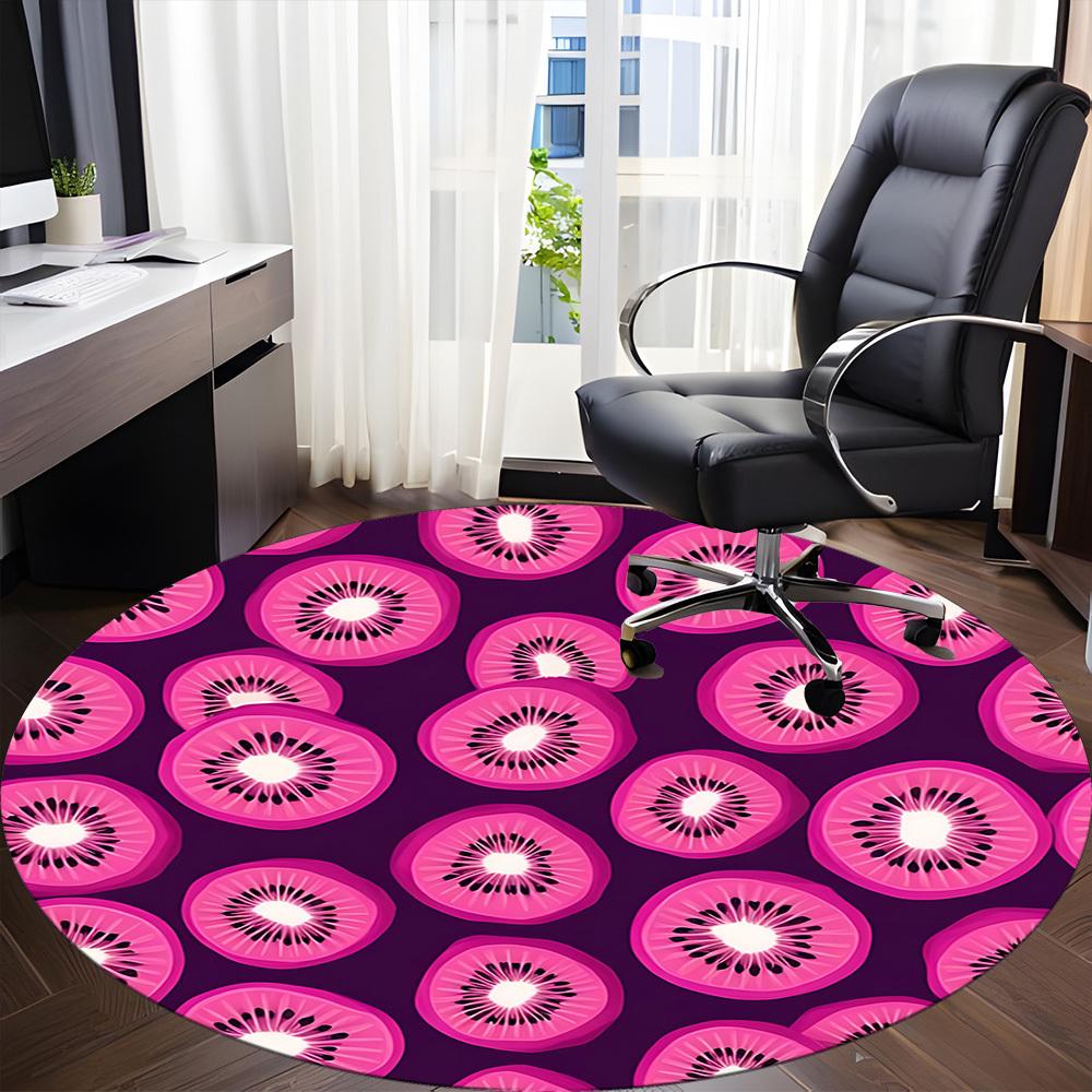 1pc Kiwi Pattern Office Round Area Rug, Under Office Chairs Bedroom Living Room Home Decor, Room Deco, Available in Various Sizes