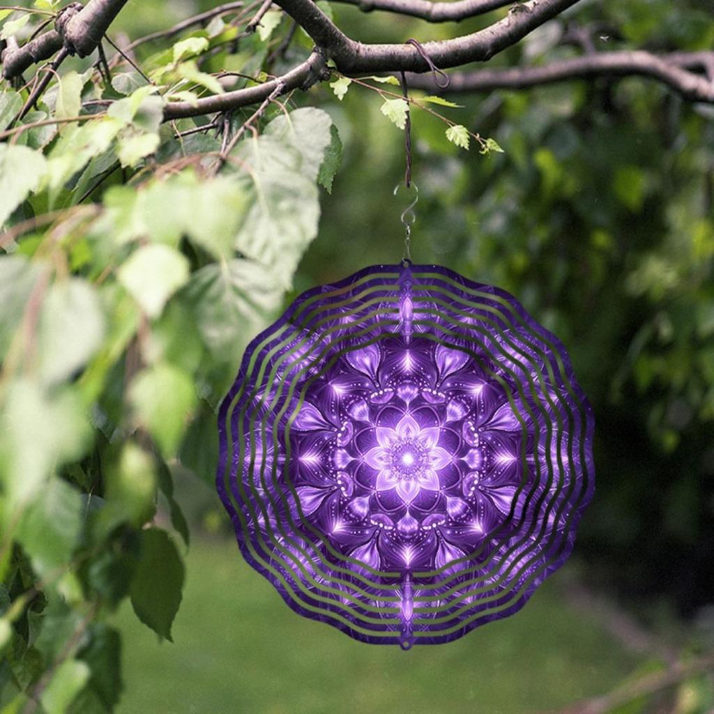 10 Inch Hanging Wind Spinner with Mandala Design 360 Degree Rotating Hook Elegant Art Decor for Garden Balcony Spring Summer Gift