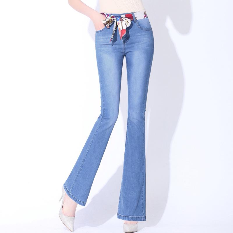 

High-Waisted Women s Micro-Flare Jeans - Velvet Stretch, Wide-Leg, Slimming Fit for Autumn/Winter 2023 Size 32