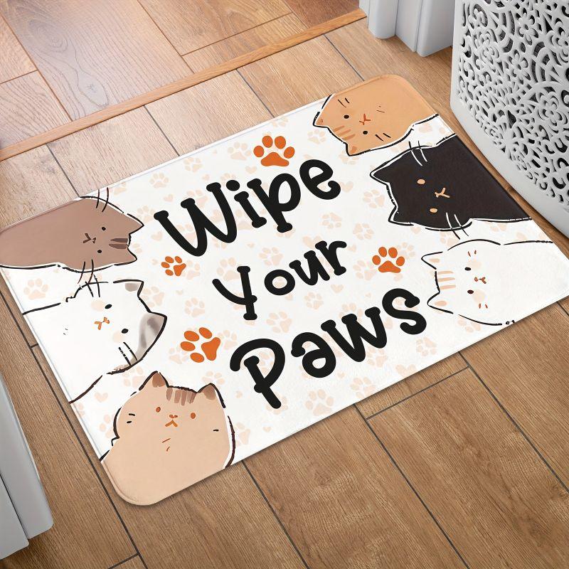 

Cartoon Cat Print Bath Mat Super Absorbent Waterproof Kitchen Rug Hallway Non-Slip Bathroom Carpet Corridor Doormat Home Decor 30x40cm-Diatom mud