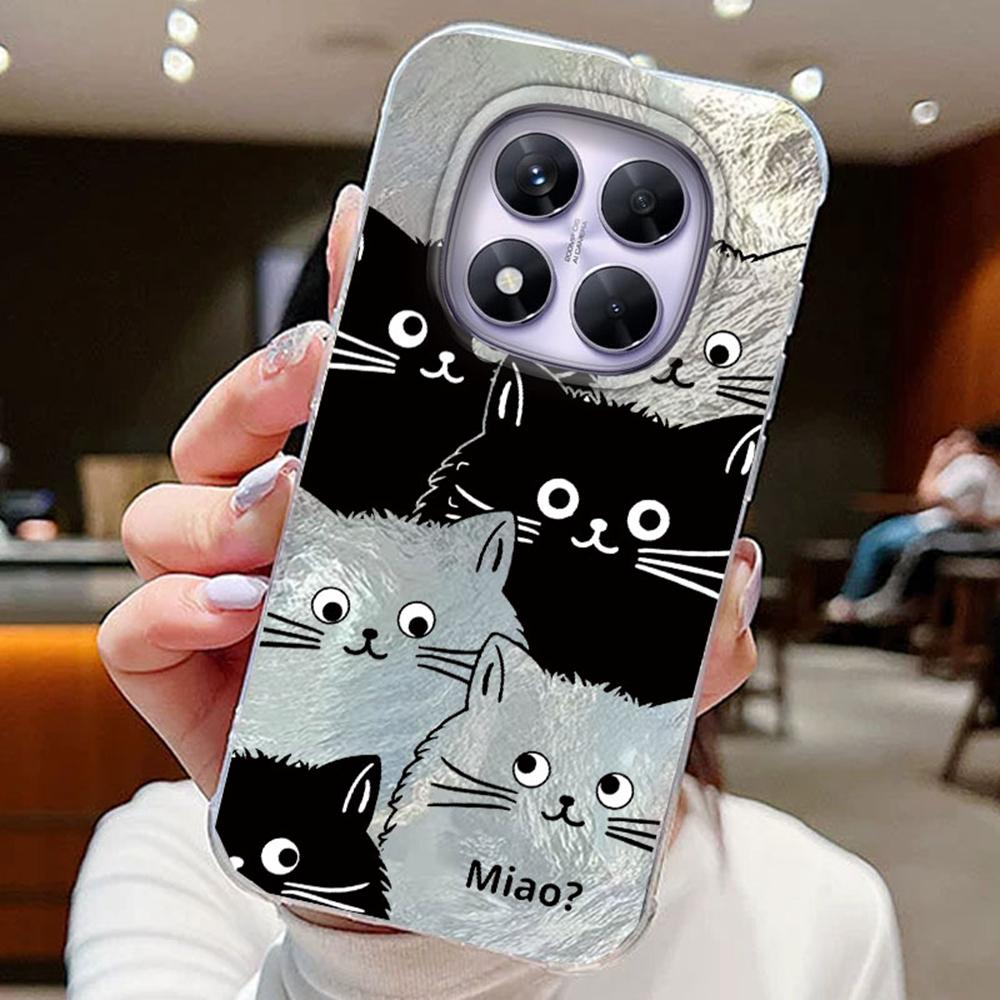 Colorful Gradient Purple Butterfly Leopard Print For Xiaomi Redmi Note 14 Pro 5G Phone Cases Cover Soft Silicone Bumper Hard PC Back Cover