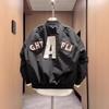 Street Rogue Cool Baseball Collar Jacket for Men, Loose Vintage Vintage Flight Suit, Blue Embroidered Stand-collar Top