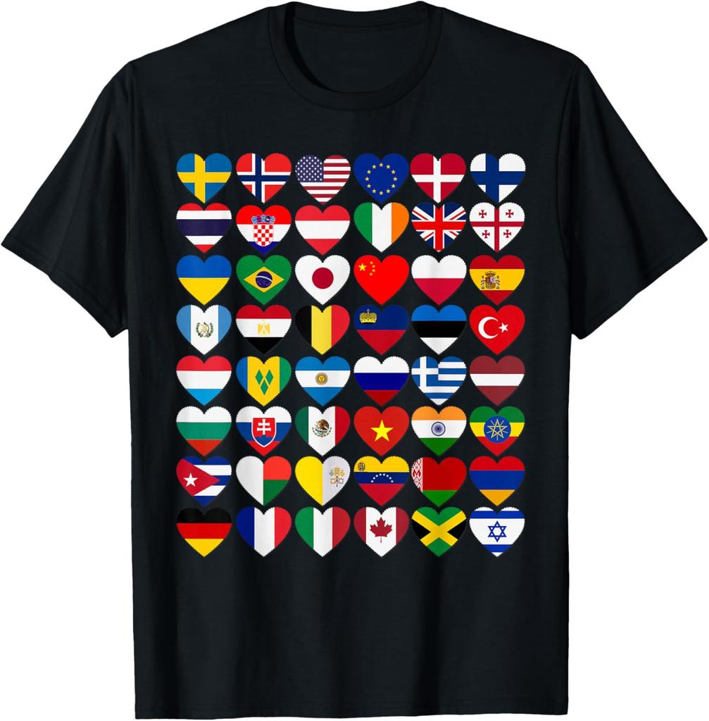 Hearts Flags Collage T-shirt