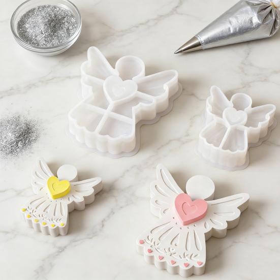 Angel Mold Flexible Non-Stick Angel Shape Silicone Candle Mold Ice Cubes Desserts Soap Making Baking Mold DIY Scented Candles Resin Ornament