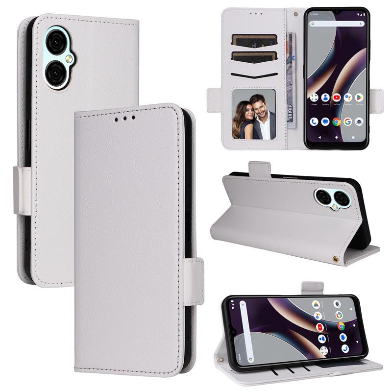 BLU G53 Leather Case: Flip Cover with Card Slot, Lanyard, and Lychee Pattern.