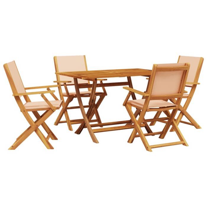 VidaXL Garden Dining Set 5 Pcs Beige Fabric and Solid Wood, Outdoor Dining Set, Dining Room Furniture 3281703