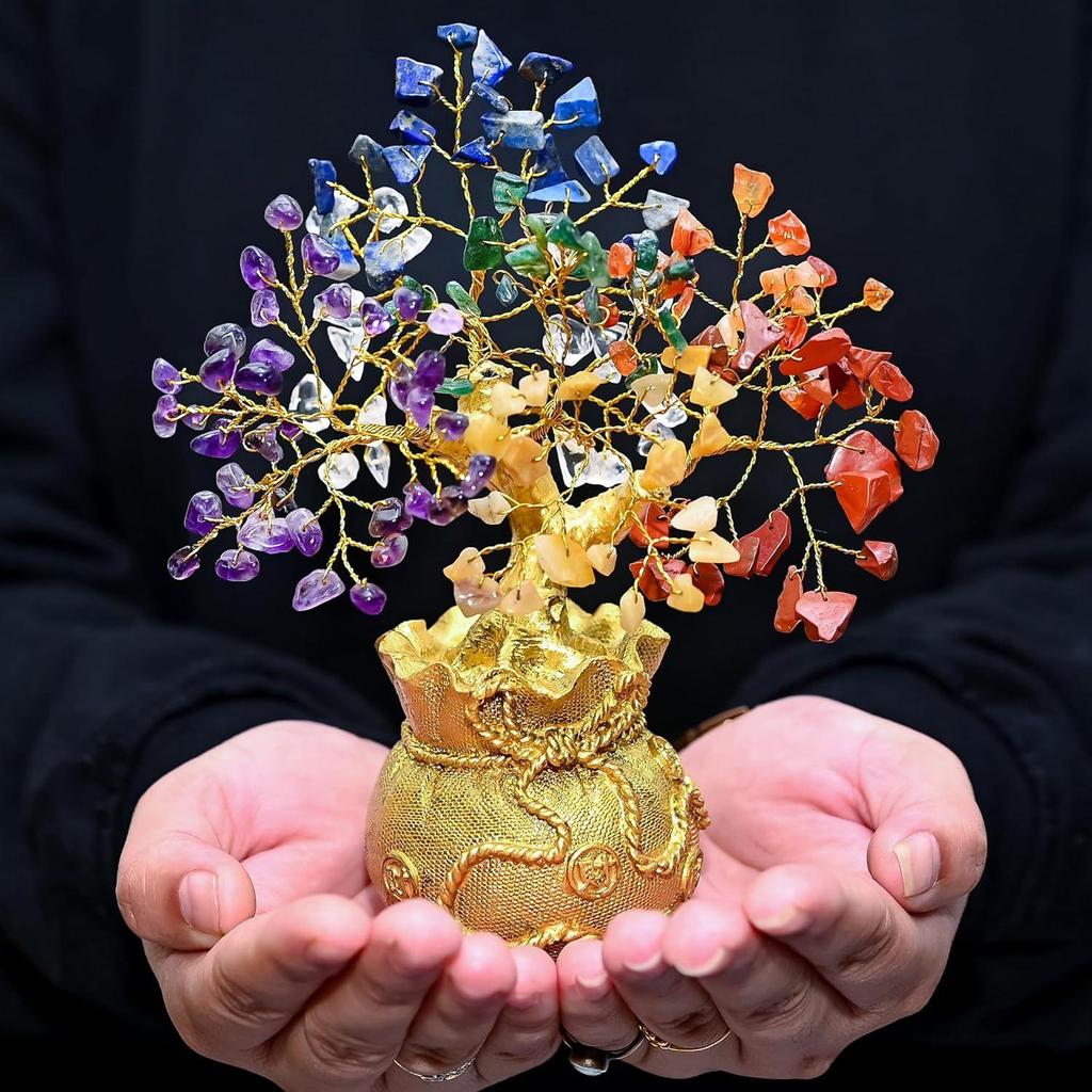 7 Chakra Feng Shui Tree of Life – Healing Crystal Bonsai – Ideal Gift for Home & Office Décor
