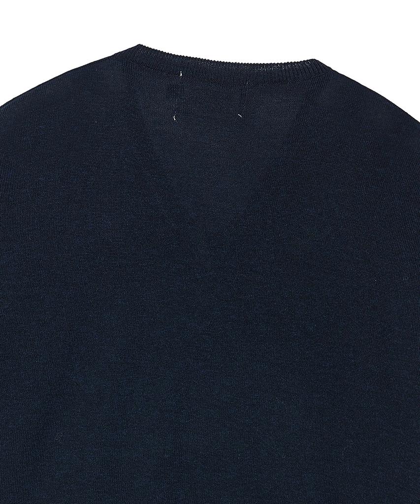 BEYOND CLOSET [Collection Line] Soft Breeze V-Neck Short Sleeve Knit Navy