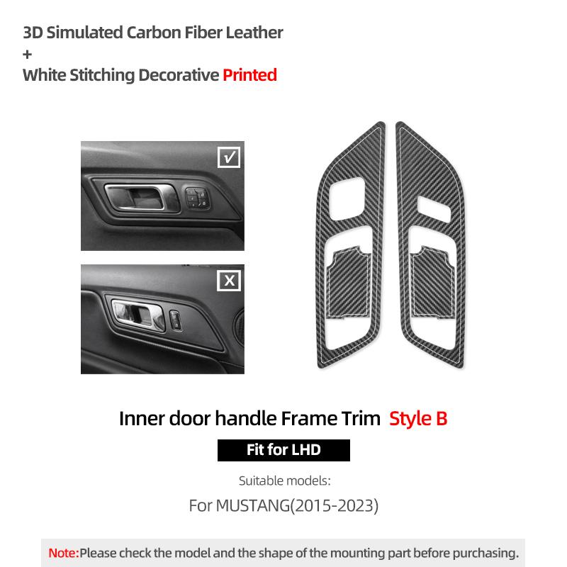 Betterhumz For Ford Mustang 2015-2023 Car Interior Door Pull Handle Switch Panel Made of Alcantara Trim Sticker Deco Accessories