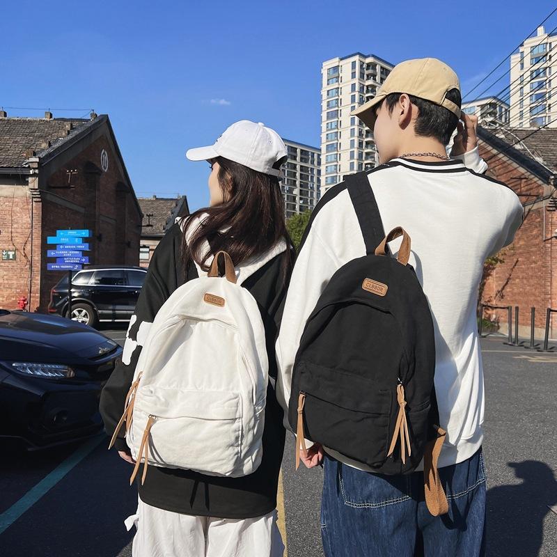 Schultasche für Männer, Junior High School, Senior High School, Studentenrucksack, alter gewaschener Canvas-Rucksack, weiblich