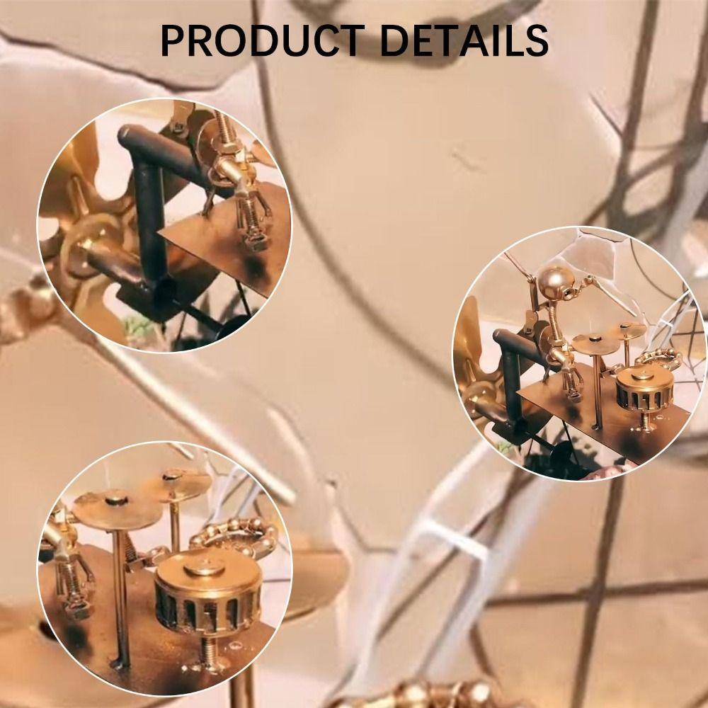 Metal Drummer Windmill Garden Decoration Percussionist Music Statues Yard Ornament Handmade Metal Drummer Windmill