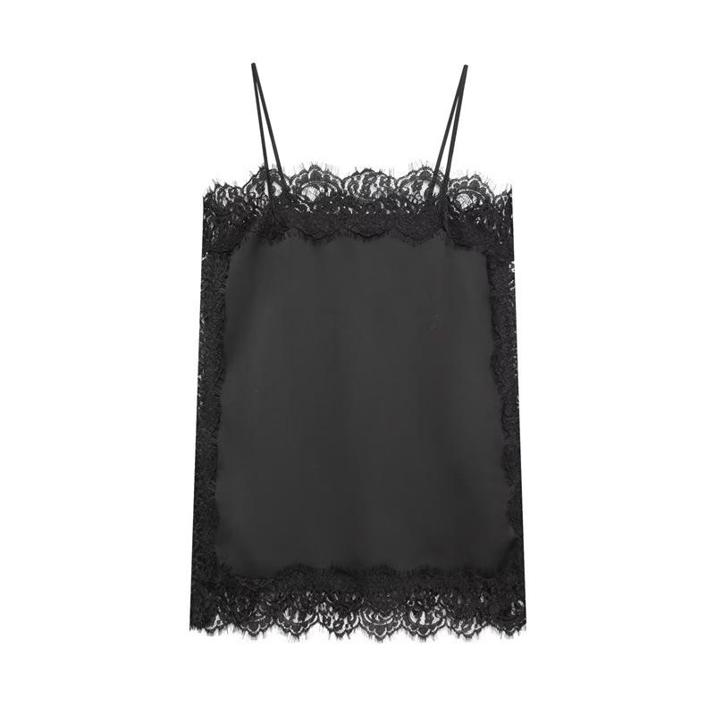 Европейский и американский шелковый атласный кружевной топ и юбка - Осенняя коллекция S