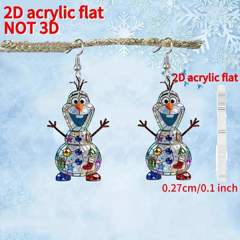 Cross-border new snowman earrings flat acrylic creative versatile Christmas decoration snowman earrings jewelry