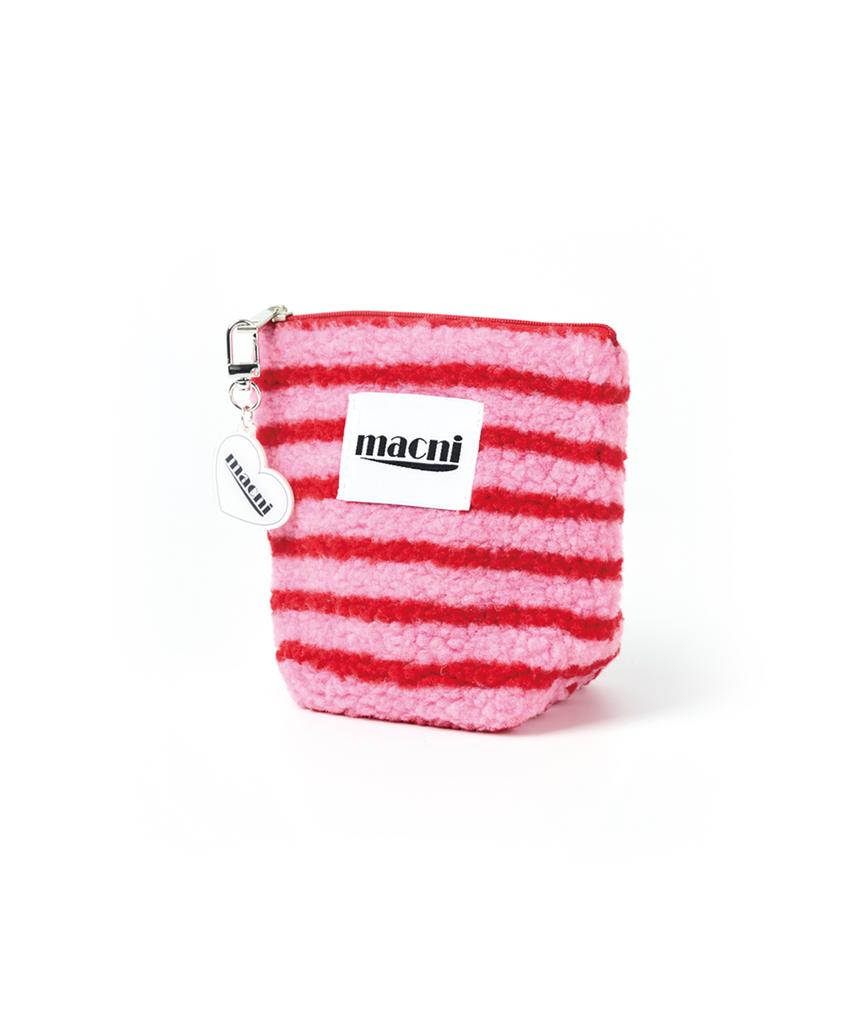 Macni Poodle Stripe Standy Pouch Pink