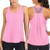 Chaleco Deportivo de Color Sólido para Mujer, Cuello Redondo, Sin Mangas, Secado Rápido, Espalda Cruzada, Blusa Holgada