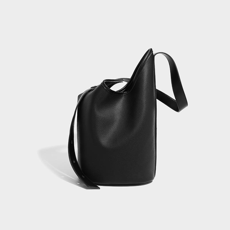 2024 Spring New Soft Leather Tote Bag, Single Shoulder Crossbody Large Capacity Bucket Bag for Women, Versatile Commuting Underarm Bag, Trendy
