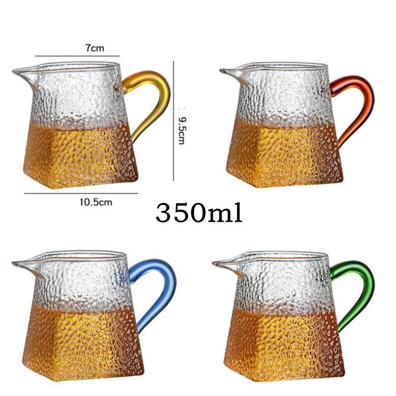 Heat-Resistant Glass Tea Cup, Creative Square Bottom Teacups, Milk Coffee Pot, Water Jug, Kitchen Container, Hammer Texture