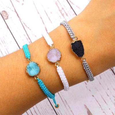 Charms Stone Bead Weave Rope Bracelets Women Girl Boho Handmade Party Gifts Jewelry