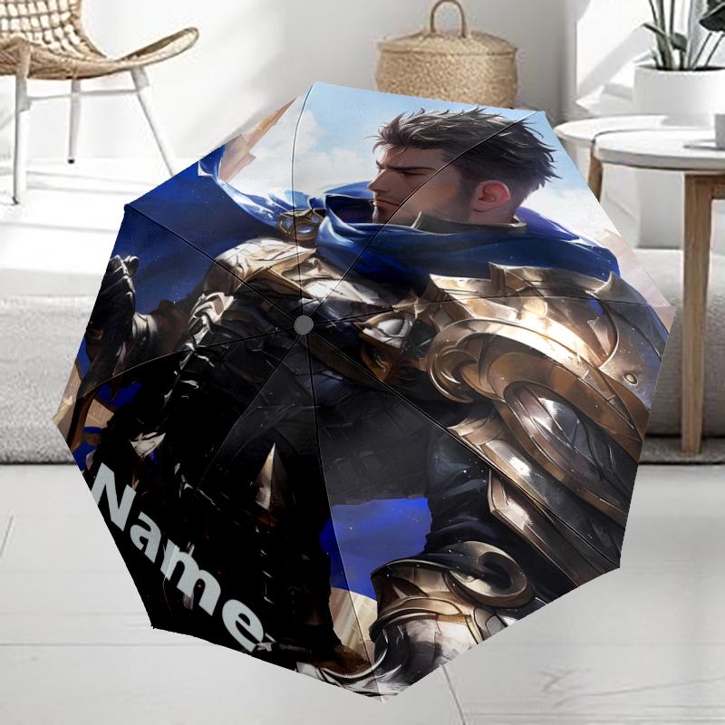 Custom Name League of Legends Theme Automatic Umbrella, Lightweight & Portable, 8 Rib, Perfect for Outdoor Travel, Birthdays, Christmas, Gifts.