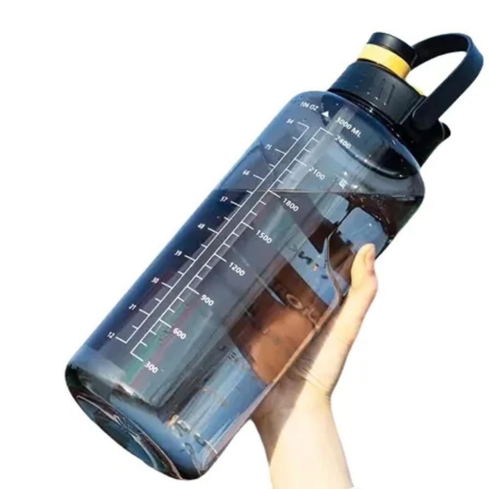 101Oz/50Oz Drinking Bottle with Time Marker 2 In 1 Straw and Lid BPA Free Heat Resistant Gym Water Bottle with Carrying Strap