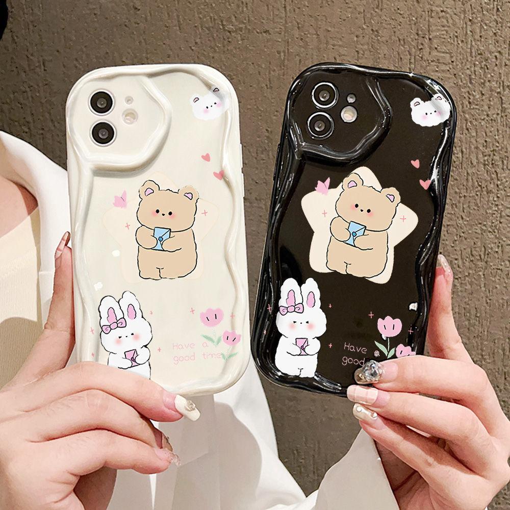 Cream pattern cute bear for iPhone17 mobile phone case Apple 16promax14/13 soft case 15 factory