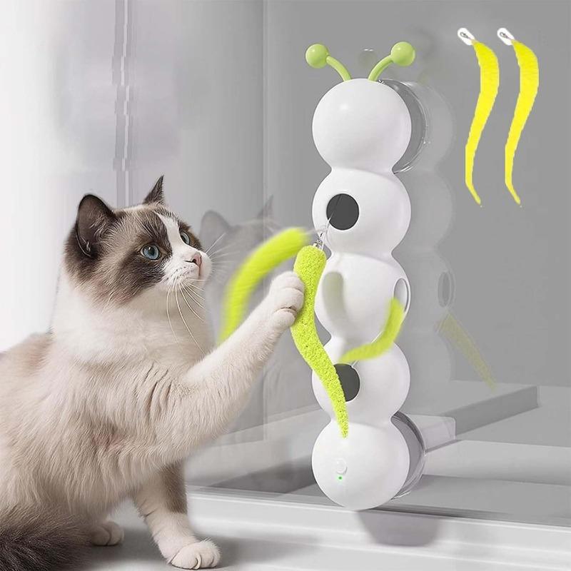1Pc Intelligent Interactive Cat Toy with Replaceable Prey Tail Smart Motion Worm Cat Toy for Indoor Cats Interactive Caterpillar Design Cat Dog Toy
