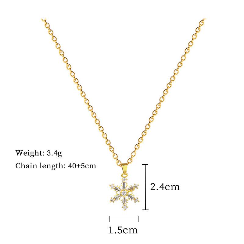 Simple Bling Zircon Snow Flower Pendant Necklaces for Women Stainless Steel Chain Jewelry Choker Accessories Christmas Gifts