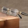 Retro Frameless Ultra Light Reading Glasses Block Blue Light Computer Eyewear for Women Men +1.0 to +4.0