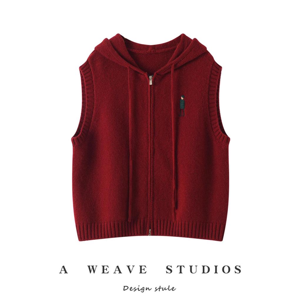 Women's Versatile Knit Hooded Vest Cardigan for Autumn/Winter
